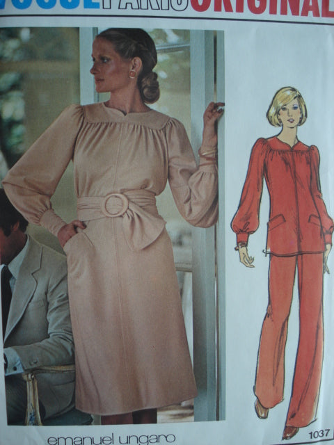 1970s STYLISH Dress, Tunic and Pants Pattern by UNGARO VOGUE PARIS ORIGINAL 1037 Vintage Sewing Pattern