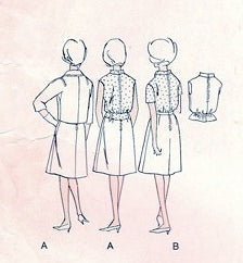 1960 JACQUES GRIFFE SUIT, BLOUSE PATTERN CLASSY BOX JACKET, SLIGHTLY FLARED SKIRT,BELT, BLOUSE VOGUE PARIS ORIGINAL 1171
