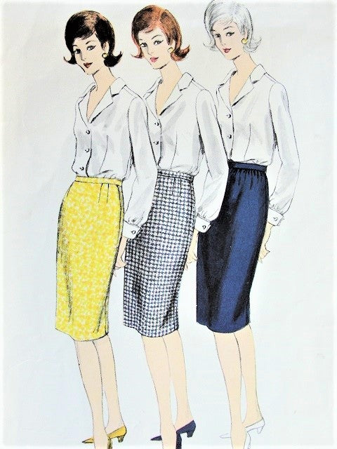 1960s SLIM Proportioned Skirt Pattern VOGUE 1356 Three Styles Waist 30 Vintage Sewing Pattern