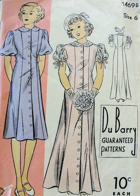 1930S DUBARRY PATTERN 1469 GIRLS PRINCESS DRESS, WEDDING BRIDAL FLOWER GIRL DRESS