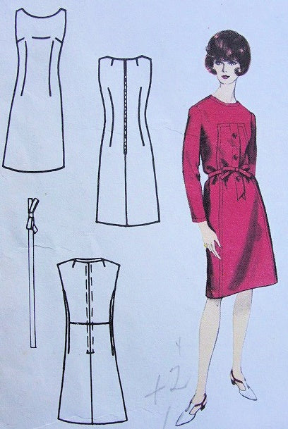 1960s CLASSY DIOR SLIM DRESS PATTERN VOGUE PARIS ORIGINAL 1485