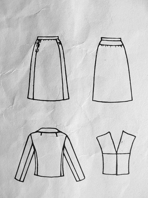 1960s SIMONETTA 3 Pc Suit Pattern Vogue Couturier Design 1536 Double Breasted Jacket A Shape Skirt Lovely Cowl Neck Blouse Vintage Sewing Pattern