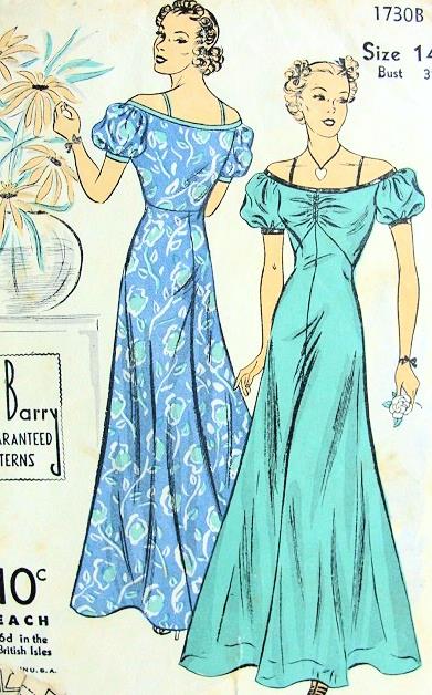 evening dress sewing patterns 1930s LOVELY PATTERN FLATTERING OFF THE SHOULDER NECKLIN – So Vintage Lace midi slip dress Dress to Impress Invitation 30 (EU 46 Size:16 1/2 x 36