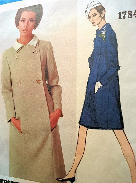 1960s STEP IN COAT DRESS PATTERN VOGUE AMERICANA 1784