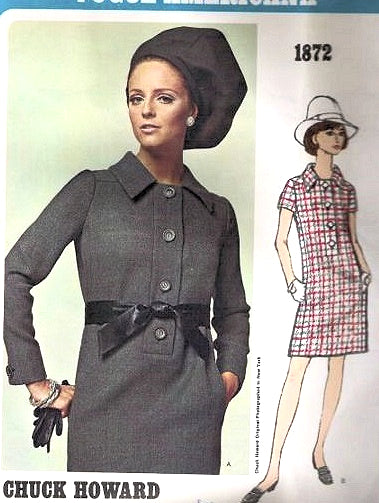 1970s CLASSY Slim Straight Dress Pattern VOGUE AMERICANA 1872 Designer Chuck Howard Easy Dress Bust 32 Vintage Sewing Pattern
