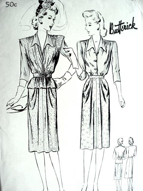 1940s 3 PC DRESS PATTERN TUCK IN BLOUSE, SLEEVELESS JACKET, DRAPED SKIRT BUTTERICK 2011