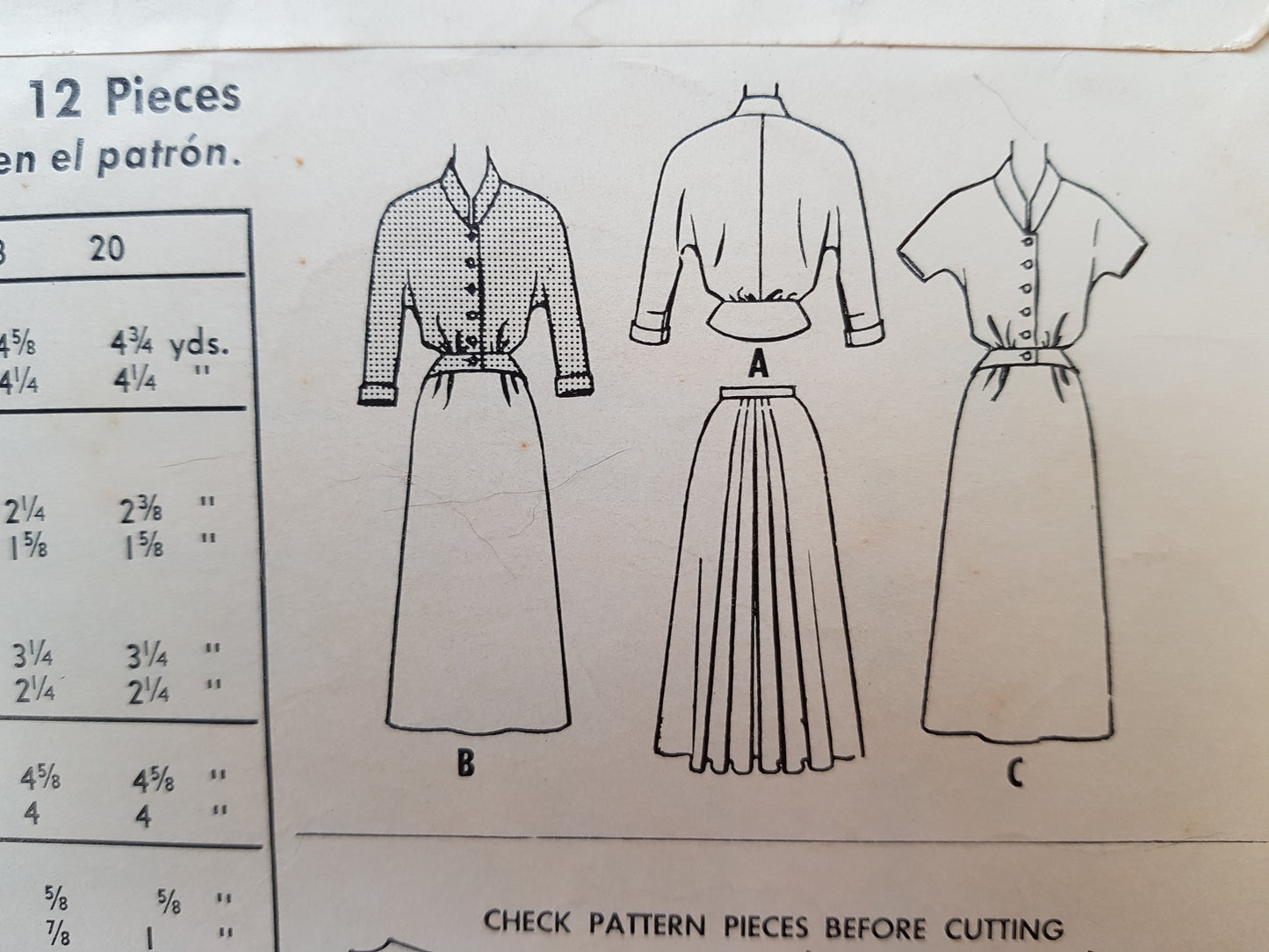 1950s STUNNING 2 Pc Dress Pattern McCALLs 9246 Flattering Slim Front Flattering Pleated Back, Bust 34 Vintage Sewing Pattern