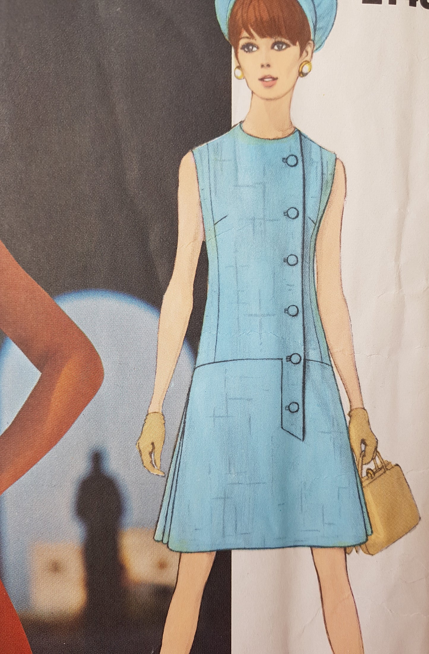 1960s FABIANI of Italy Dress Pattern VOGUE Couturier Design 2145 Lovely Drop Wait Jewel Neckline Dress, Bust 38 Vintage Sewing Pattern FF