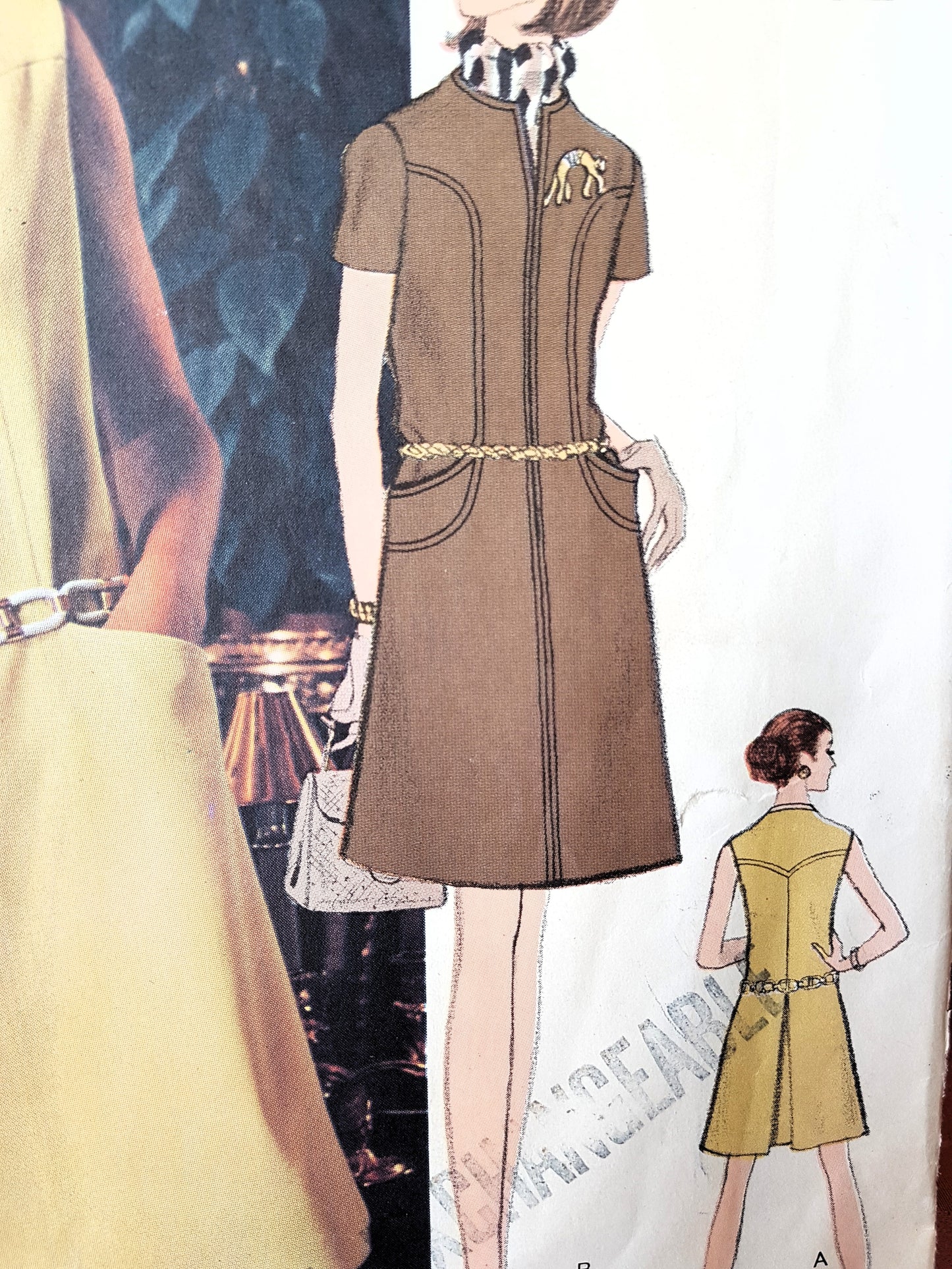 MOD 1960s Galitzine Dress Pattern VOGUE Couturier Design 2162 Cute Front Zip Dress Bust 34 Vintage Sewing Patterns