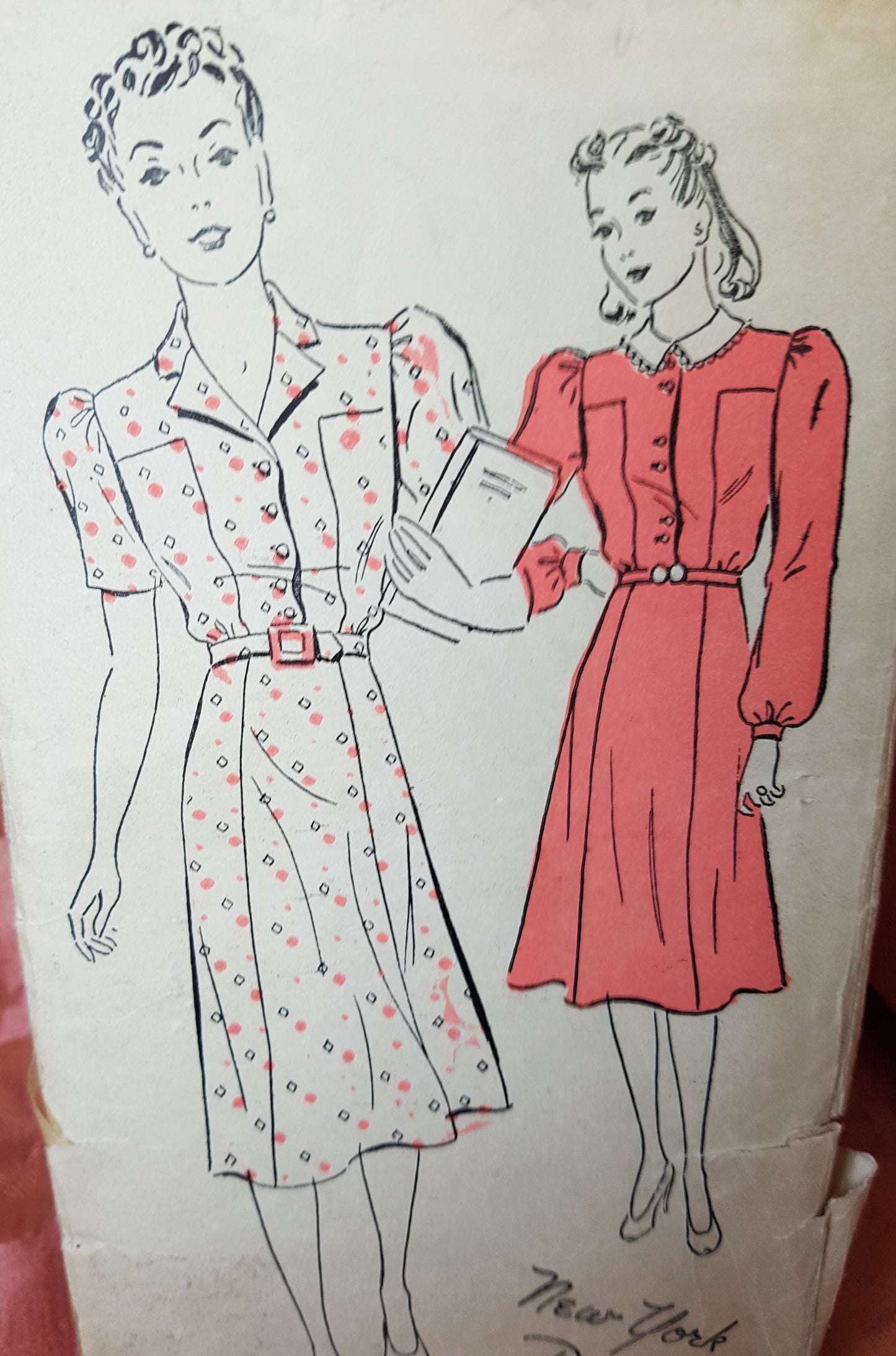 1940s PRETTY Dress Pattern NEW YORK 1281 Two Versions Bust 36 Vintage Sewing Pattern