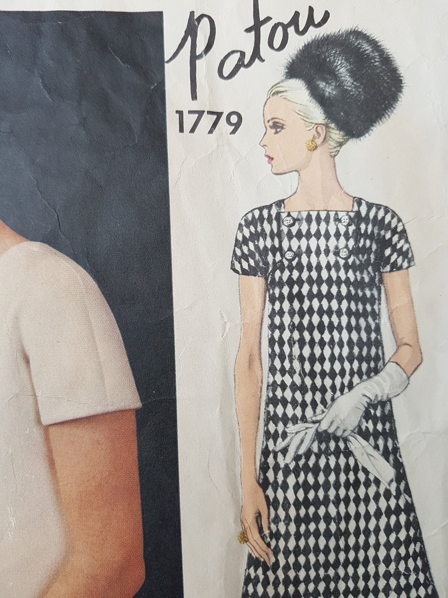 1960s MOD Patou Dress Pattern VOGUE Paris Original 1779 Lovely Square Neckline Dress Bust 32 Vintage Sewing Pattern