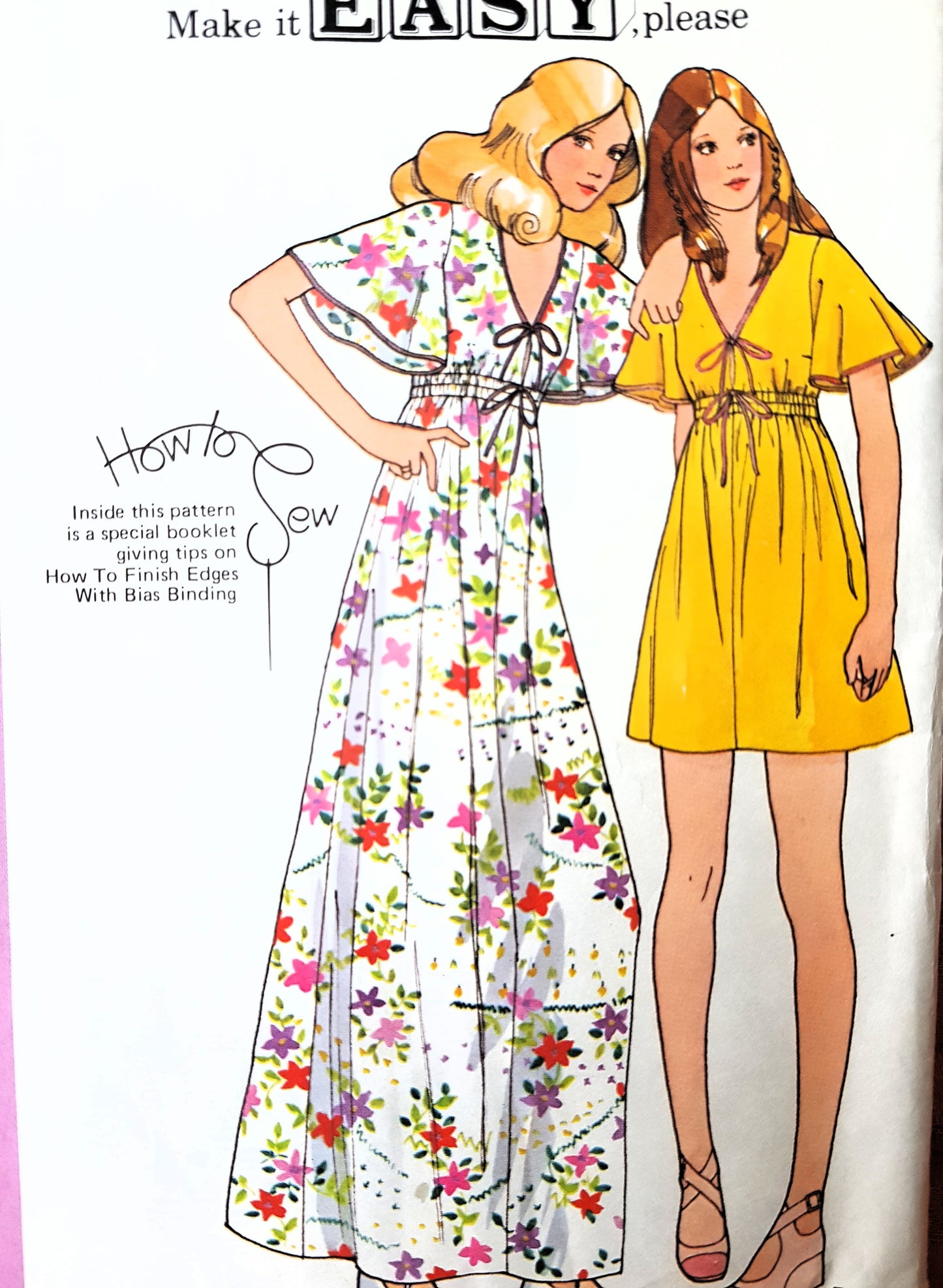 1970s EASY To Sew Mini or Maxi Dress Pattern McCALLs 3219 Cute Style Bust 34 Vintage Sewing Pattern