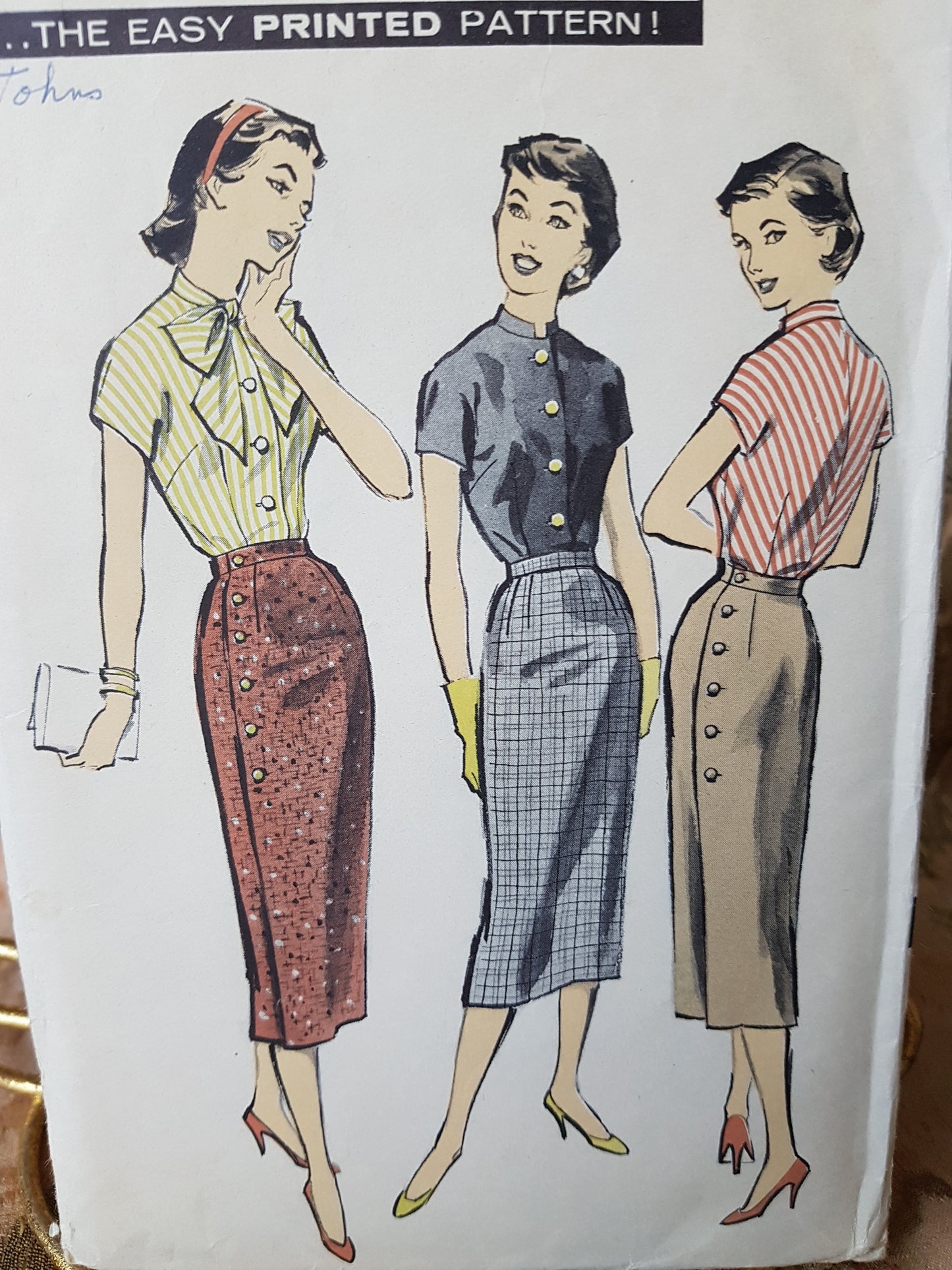 1950s FABULOUS Blouse and Slim Wrap Skirt Pattern ADVANCE 8475 Several Version Styles, Bust 36 Sew Easy Vintage Sewing Pattern