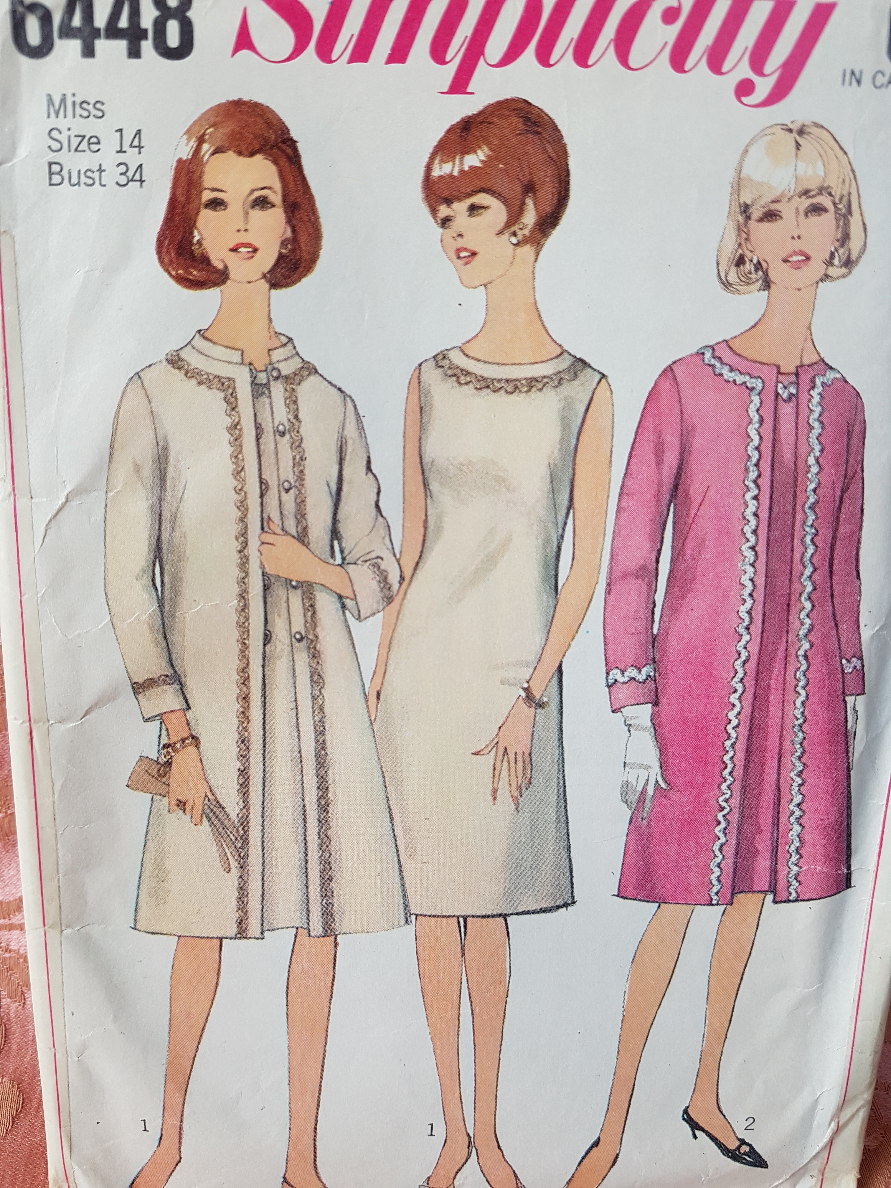 1960s CLASSY Aline Dress and Coat Pattern SIMPLICITY 6448 Day or Party – So Vintage Patterns