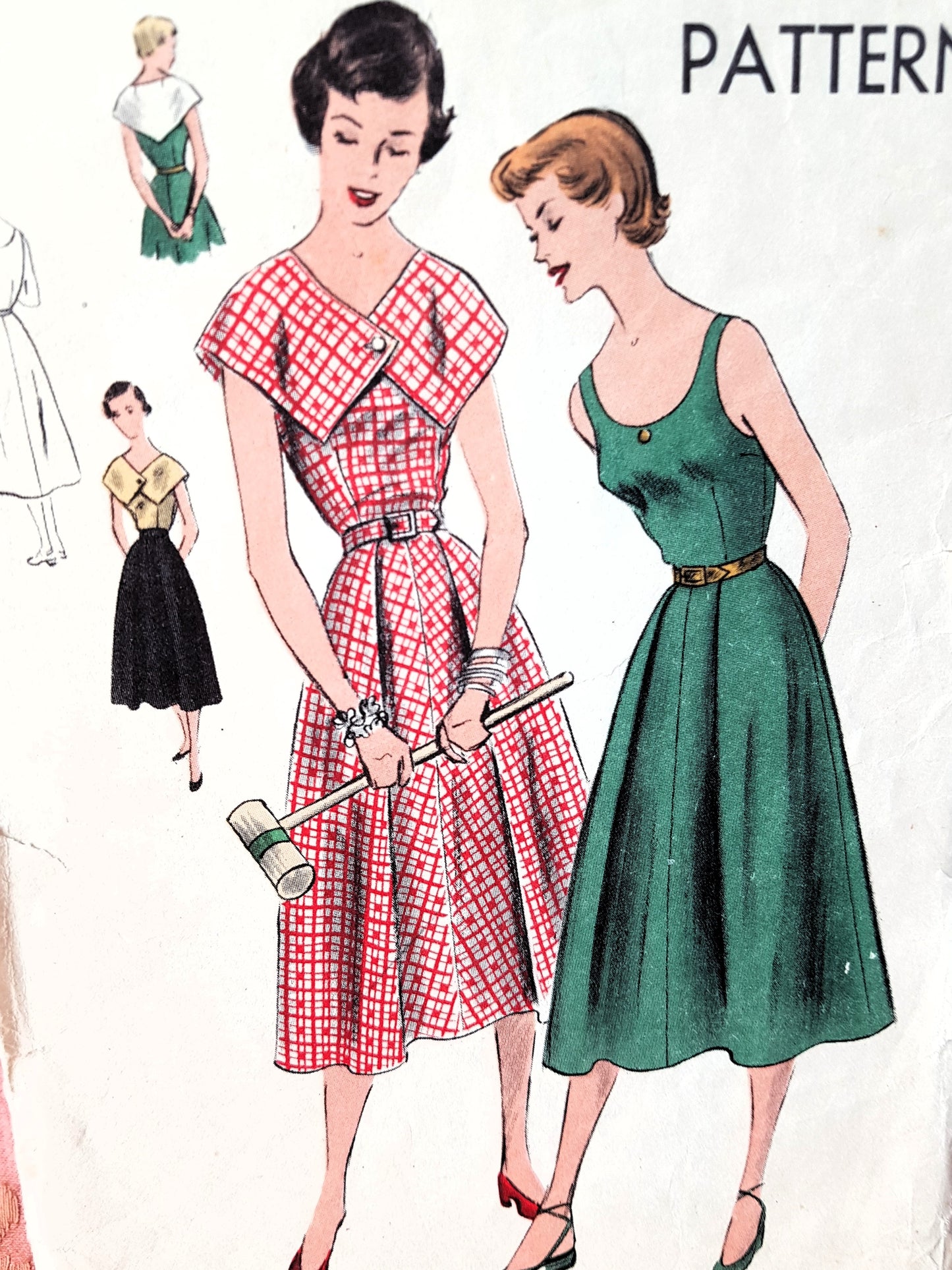 1950s PRETTY Dress and Capelet Pattern VOGUE 6990 Circular Skirt Dress, Bust 32,EASY To Make Vintage Sewing Pattern