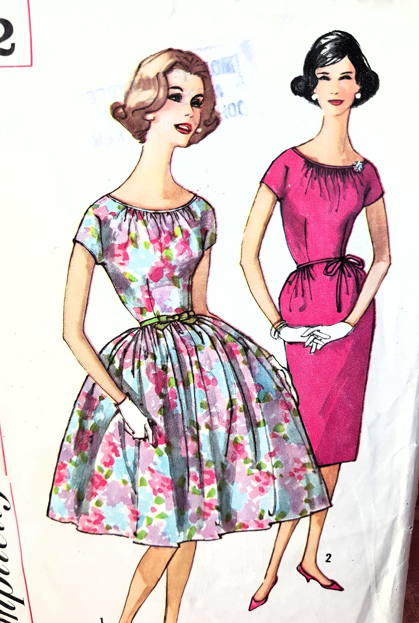 1960s BEAUTIFUL Day or Party Dress Pattern SIMPLICITY 3512 Full or Slim Skirt, Lovely Neckline, Bust 35 Vintage Sewing Pattern