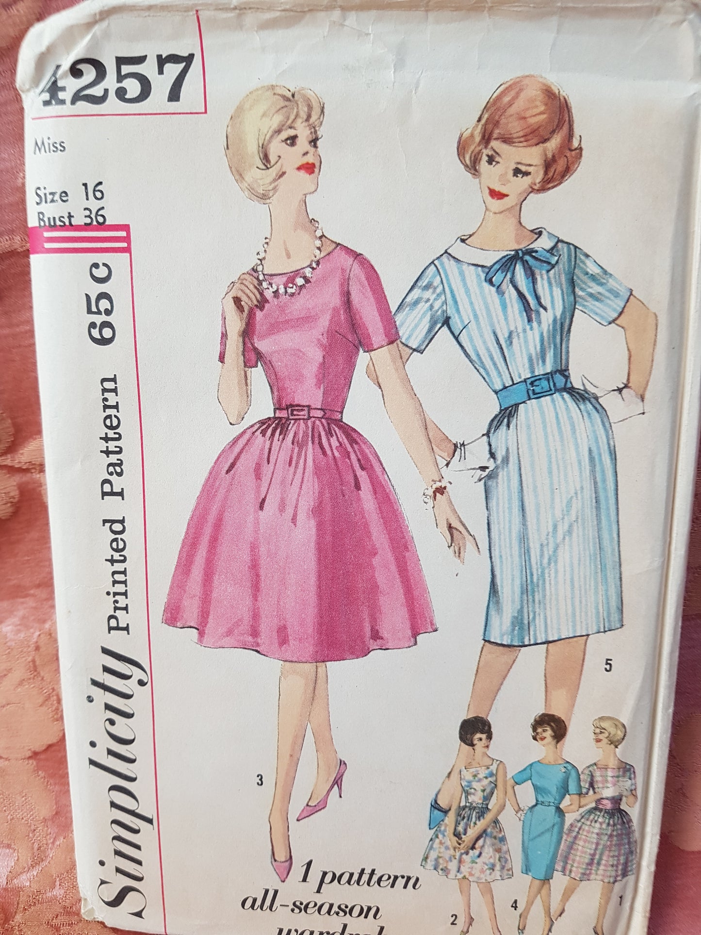 1960s FABULOUS All Season Dress in Five Versions Pattern SIMPLICITY 4257 Bust 36 Vintage Sewing Pattern FACTORY FOLDED