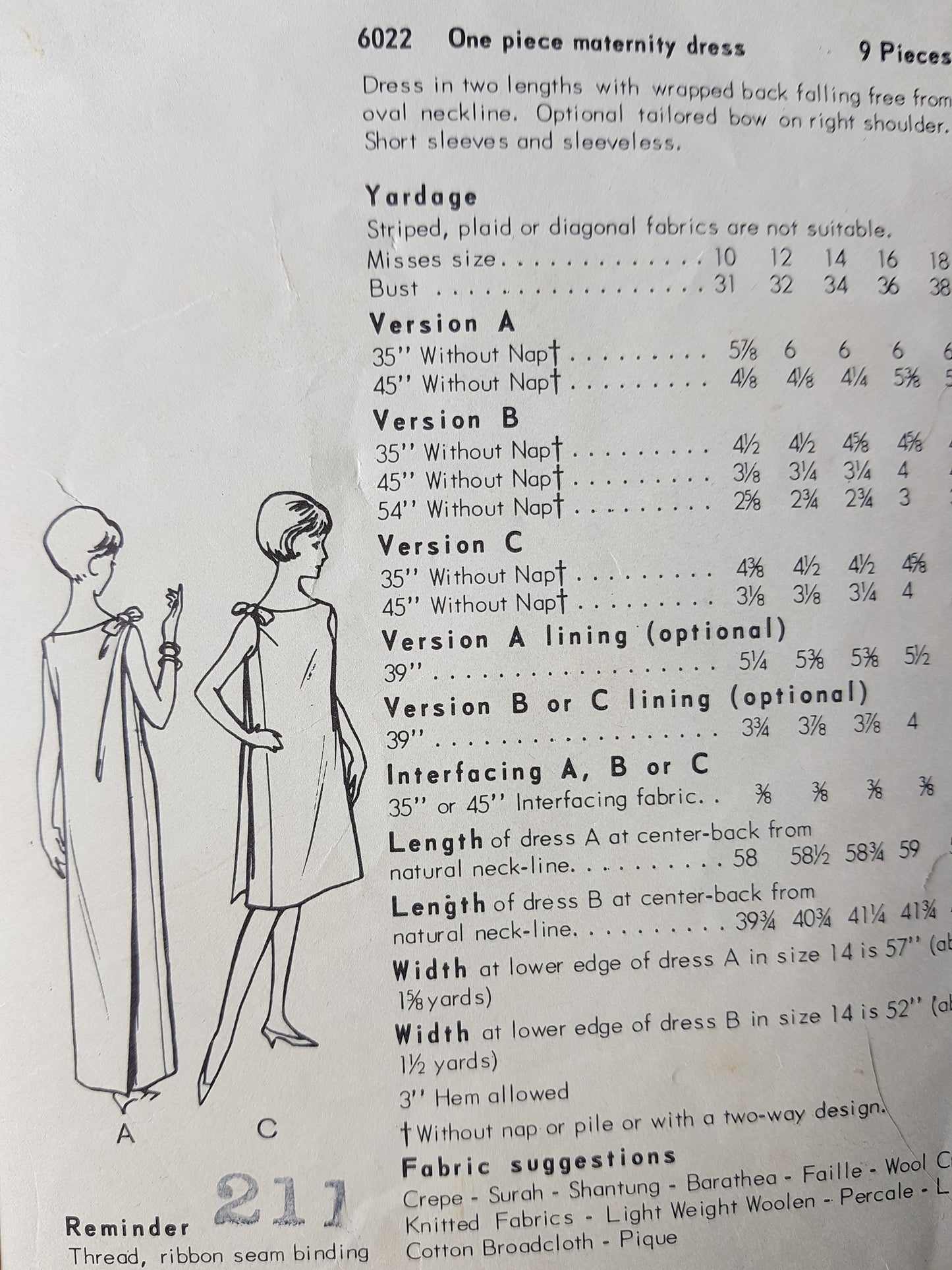 1960s ELEGANT Maternity Evening Dress Pattern VOGUE 6022 Bust 31 Vintage Sewing Pattern