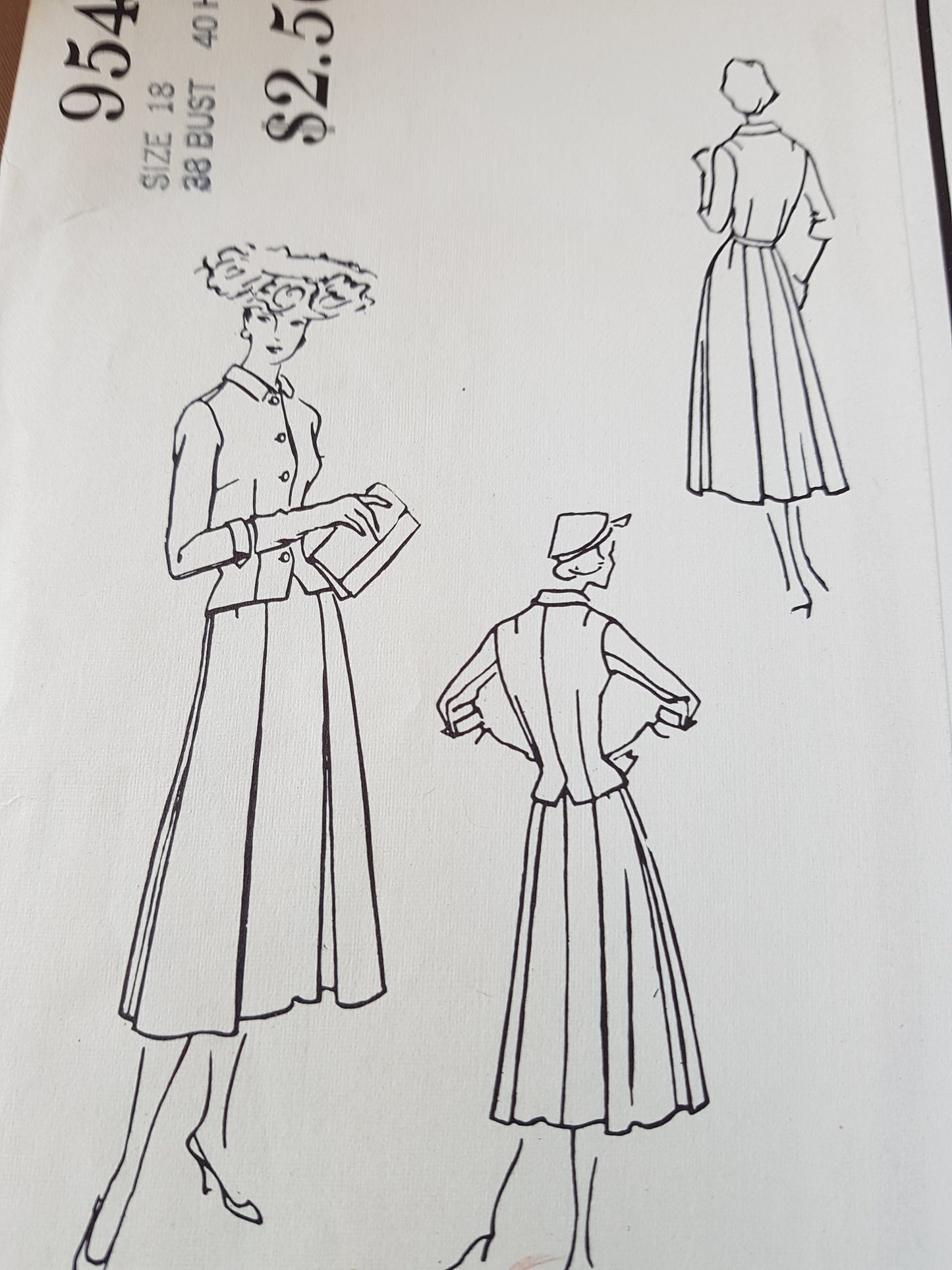 1950s DIOR Style Lovely Dress and Fitted Jacket Pattern VOGUE Couturier Design 954 Bust 38 Vintage Sewing Pattern FACTORY FOLDED