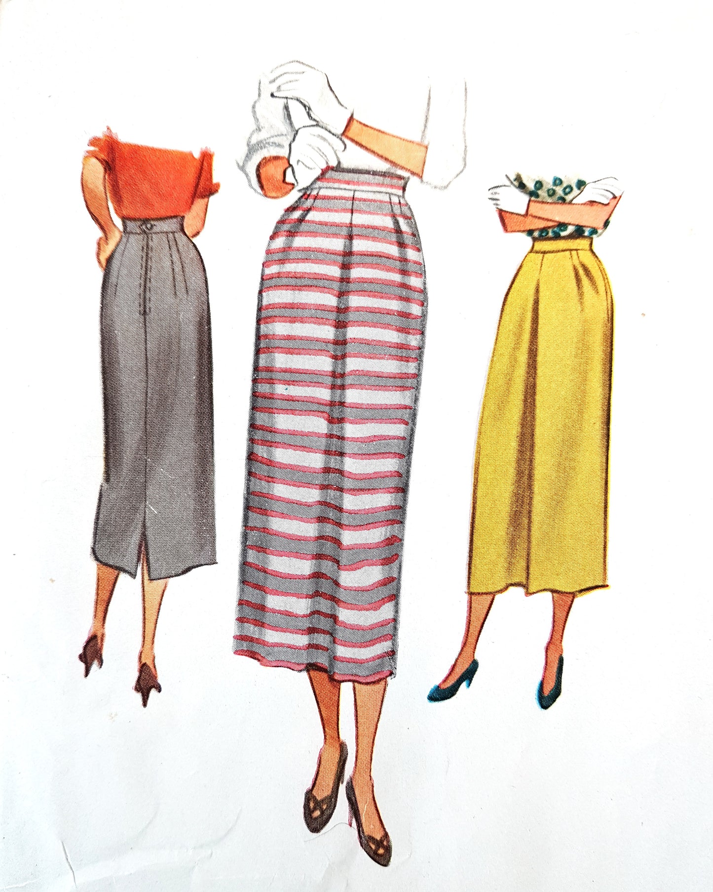 Late 1940s Classy Skirt Pattern McCALL 7808 Waist 26 Vintage Sewing Pattern