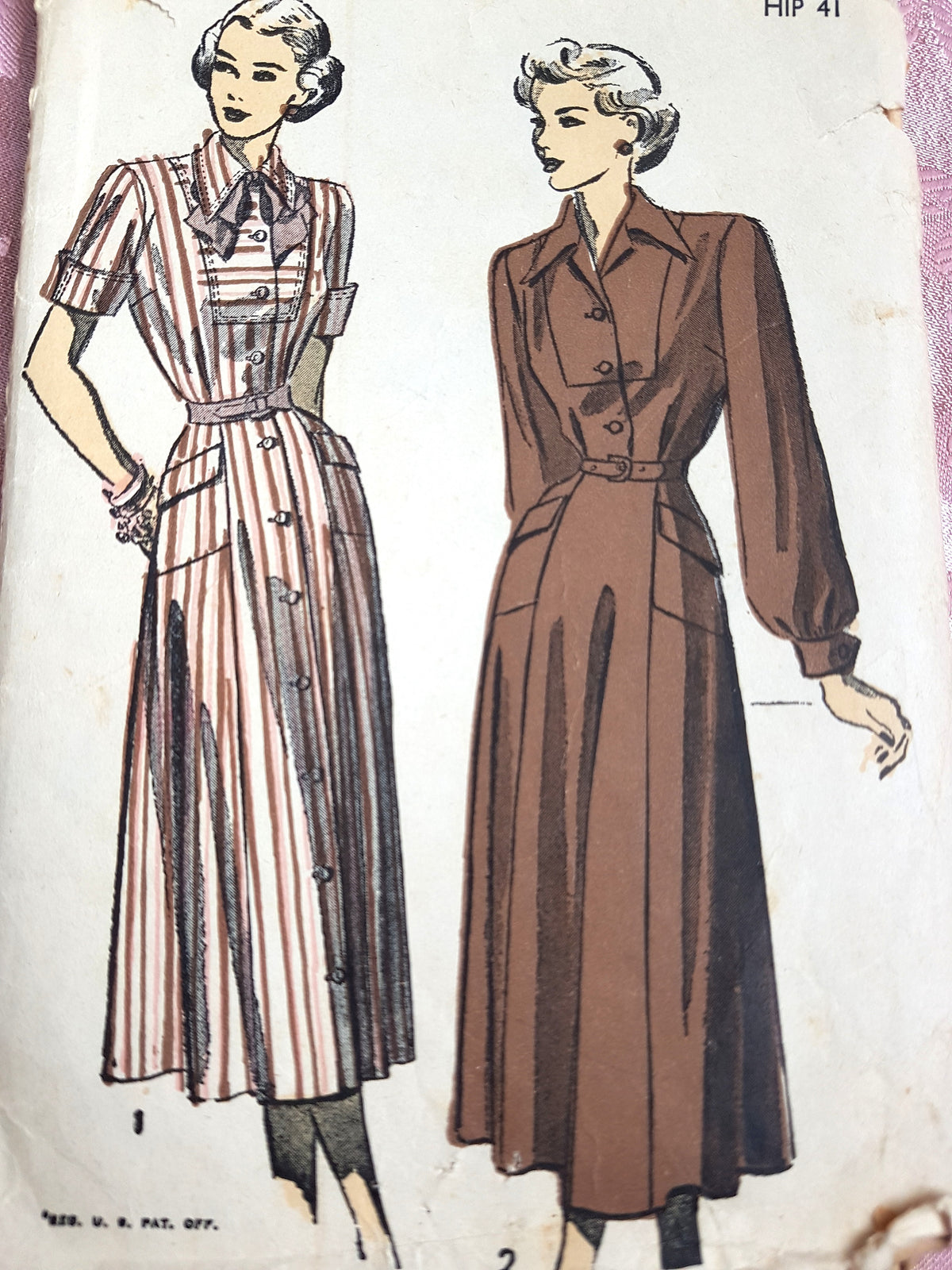 Late 1940s STYLISH Dress Pattern ADVANCE 4883 Flattering Design Bust 38 Vintage Sewing Pattern