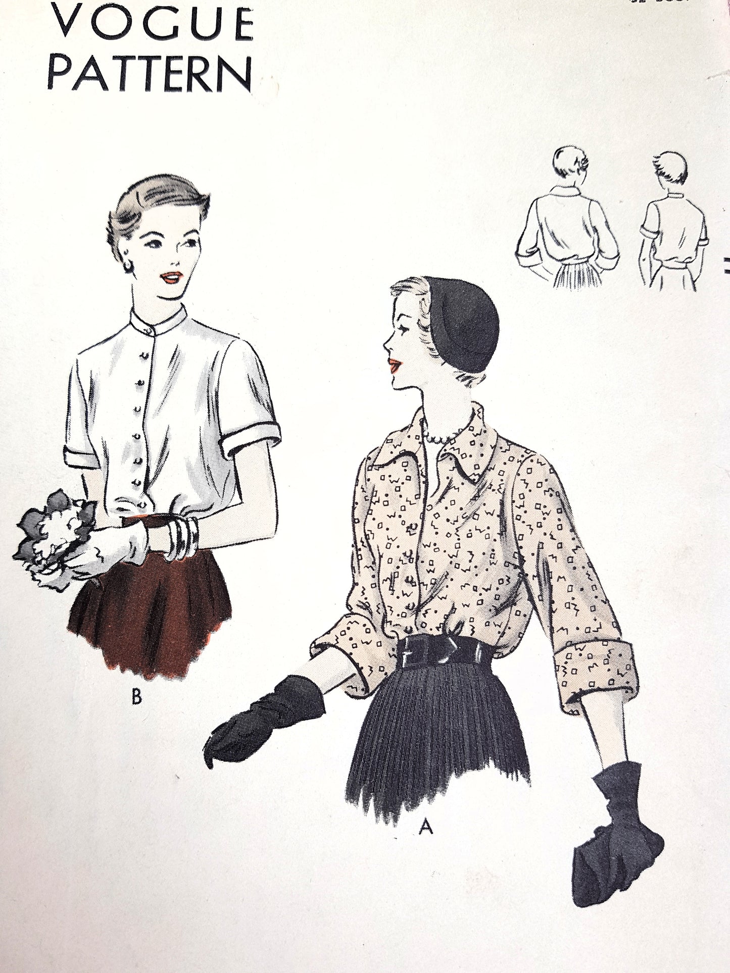 1950 EASY To Sew ,Blouse Pattern, VOGUE 6991 Two Fabulous Styles, Bust 32 ,Vintage Sewing Pattern