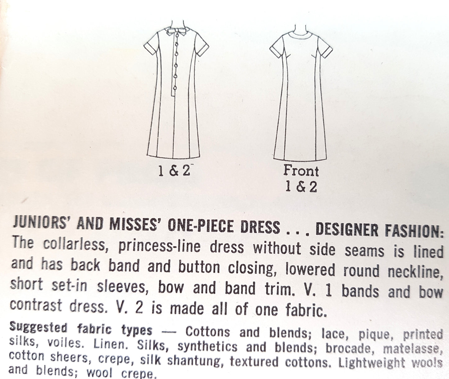 1960s DESIGNER Mod Dress Pattern SIMPLICITY 6968 Daytime or Cocktail Party Dress, Bust 34 Vintage Sewing Pattern FF