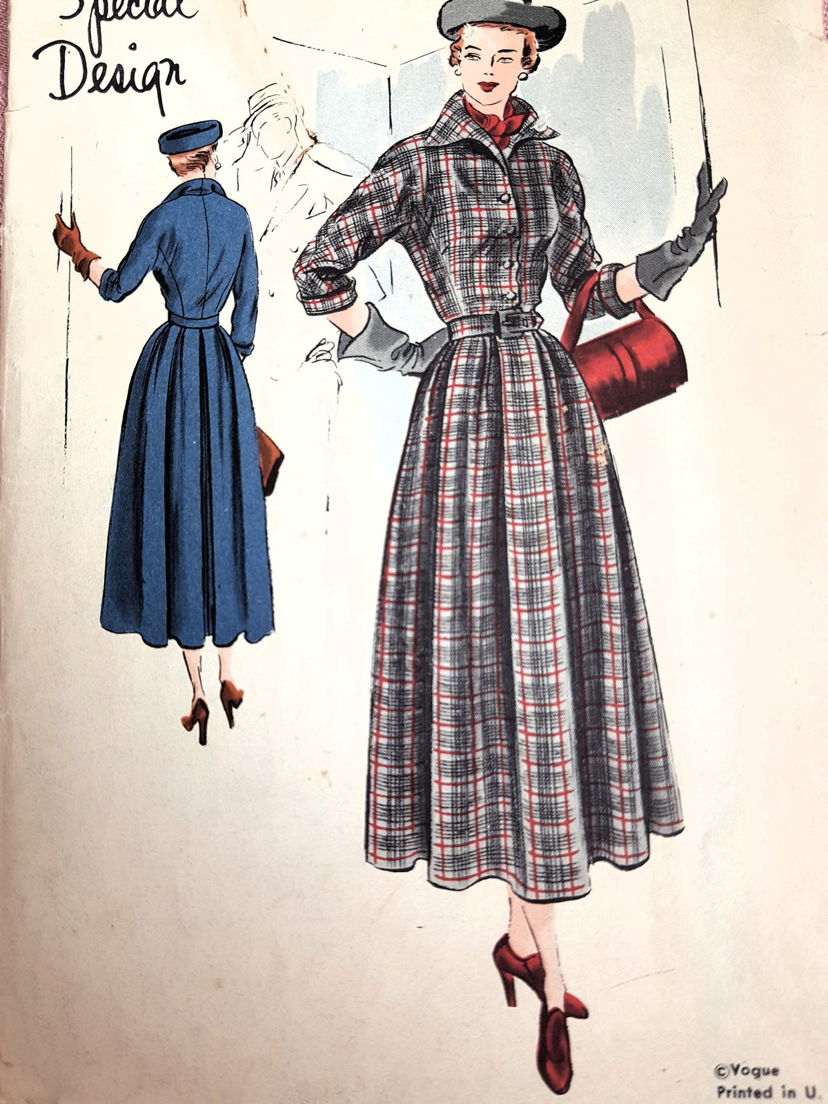 STYLISH 1940s Dress Pattern VOGUE Special Design 4912 Elegant Design, Bust 34 Vintage Sewing Pattern