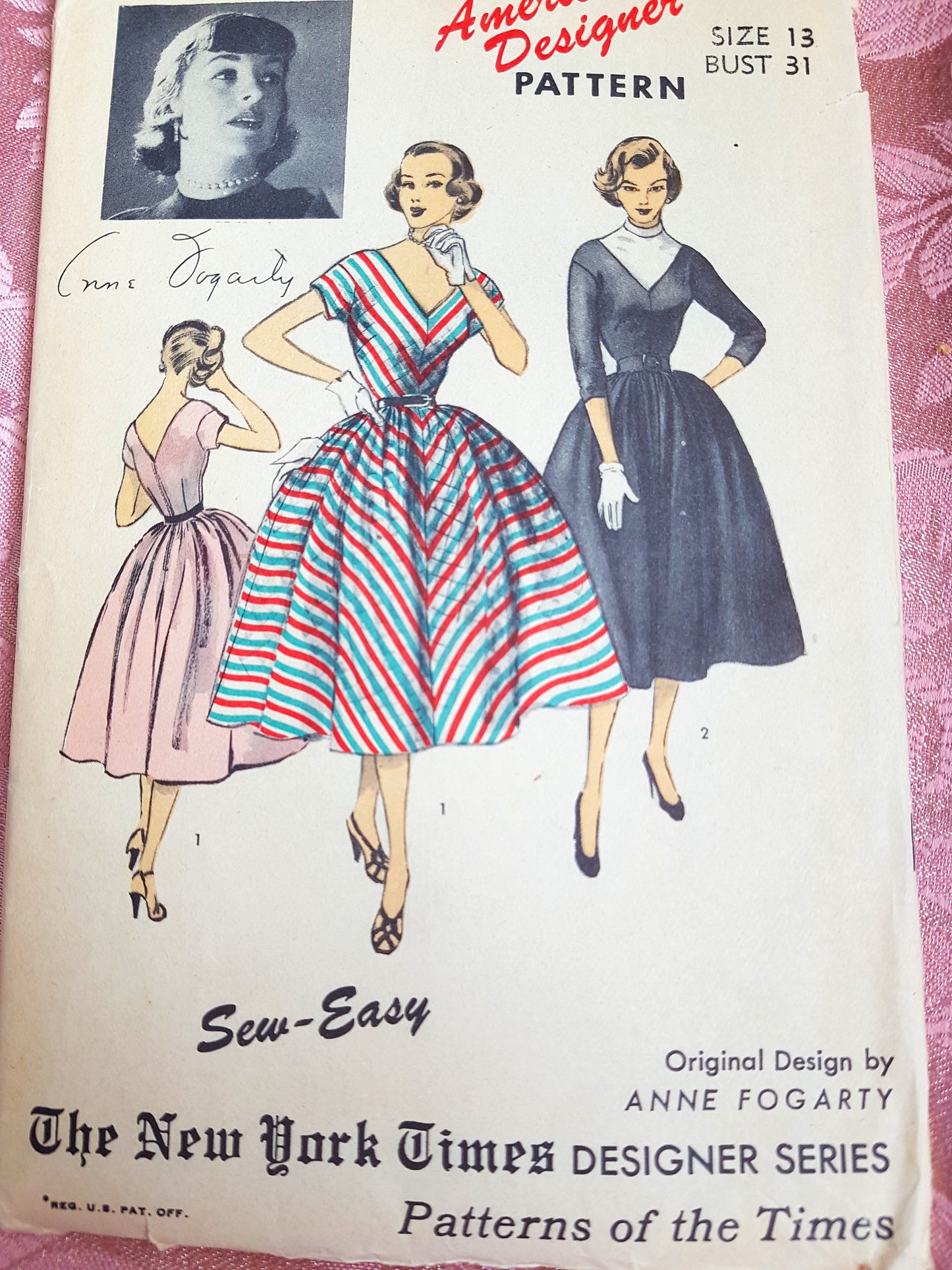 1950s FABULOUS Anne Fogarty Dress Pattern ADVANCE American Designer 6160 Beautiful Day or Party Dress, Bust 31 Sew Easy Vintage Sewing Pattern FF