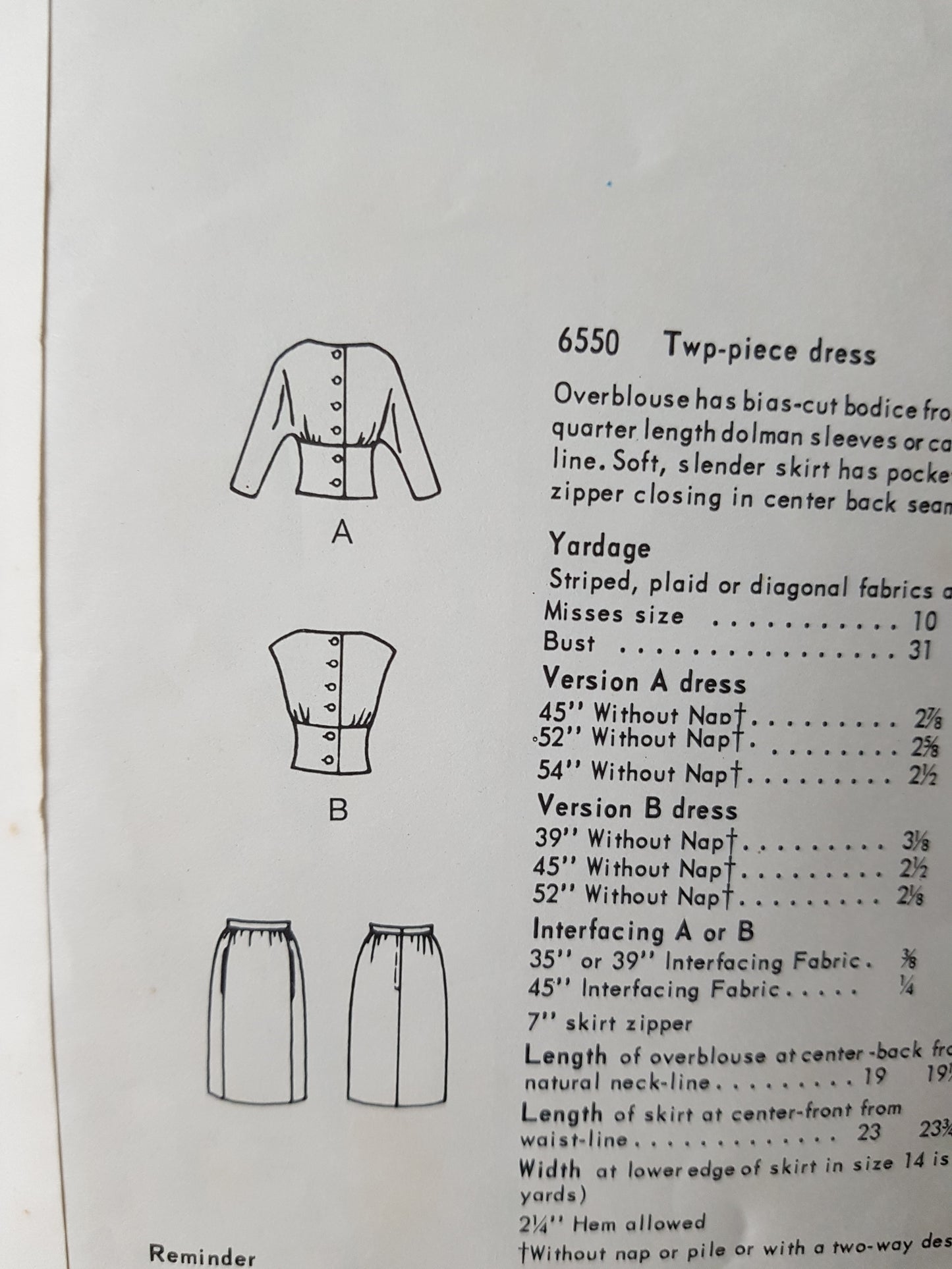STUNNING 1960s Two Pc Dress Day or Cocktail Party Pattern VOGUE 6550 Bust 32 Vintage Sewing Pattern