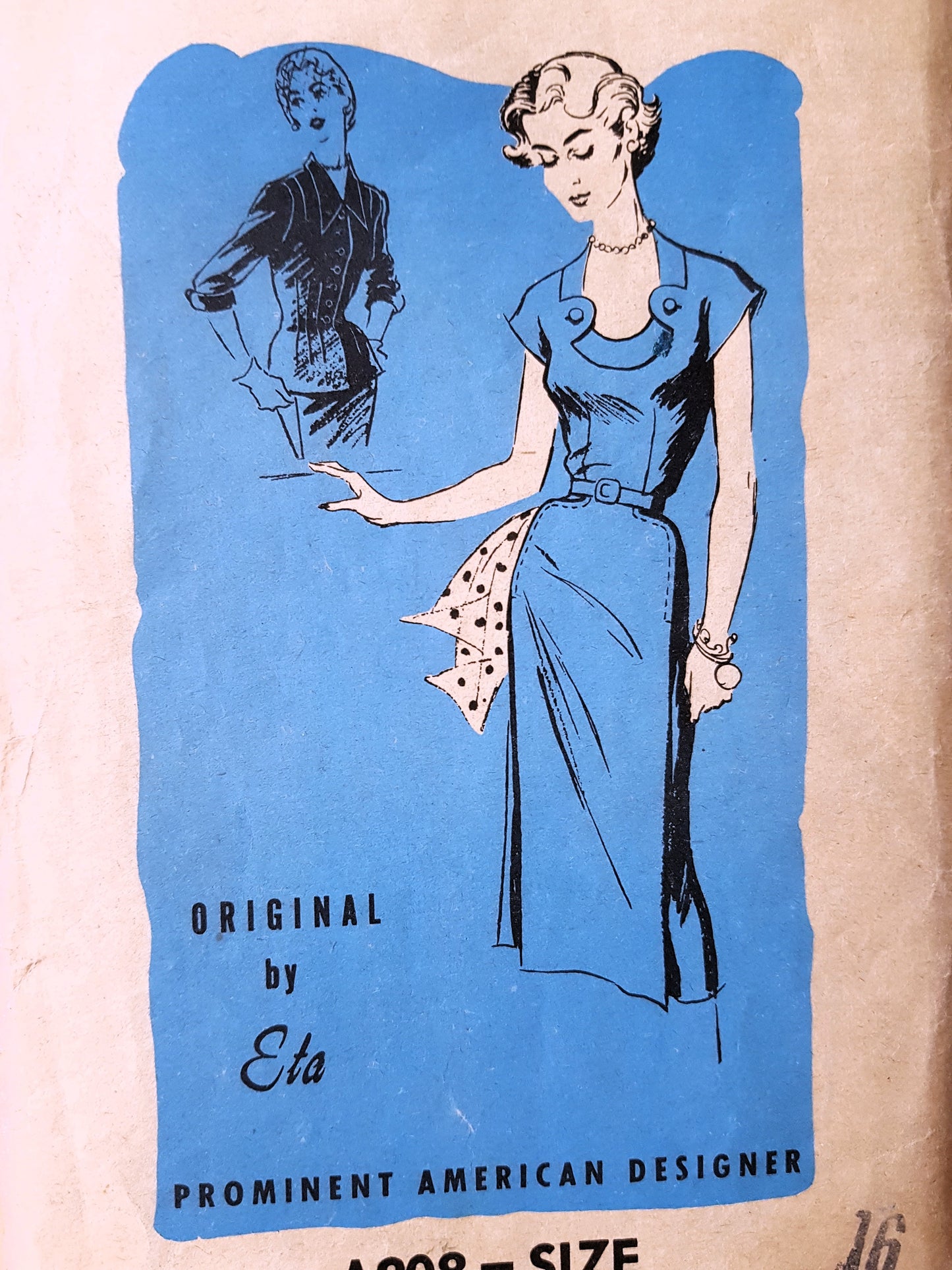 1950s STUNNING Dress and Fitted Jacket Pattern PROMINENT Designer 808 Unique Slim Dress and Fitted Jacket, Bust 34 Vintage Sewing Pattern