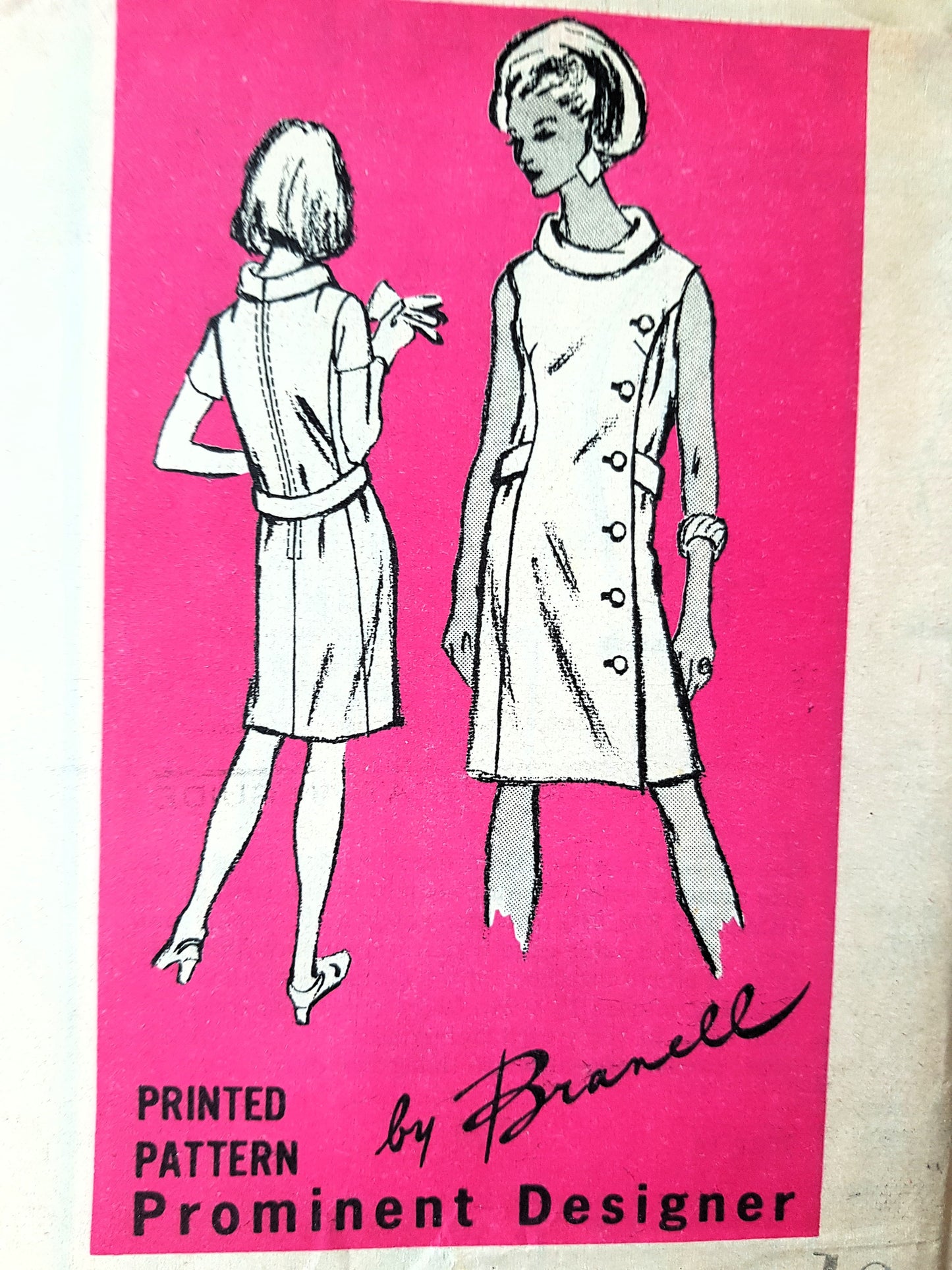 1960s SLEEK Mod Dress Pattern PROMINENT Designer M123 Bust 32 Vintage Sewing Pattern FF