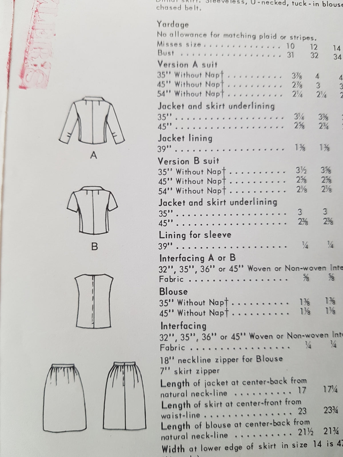 1960s ELEGANT Suit and Blouse Pattern VOGUE Special Design 6699 Bust 31 Vintage Sewing Pattern FF