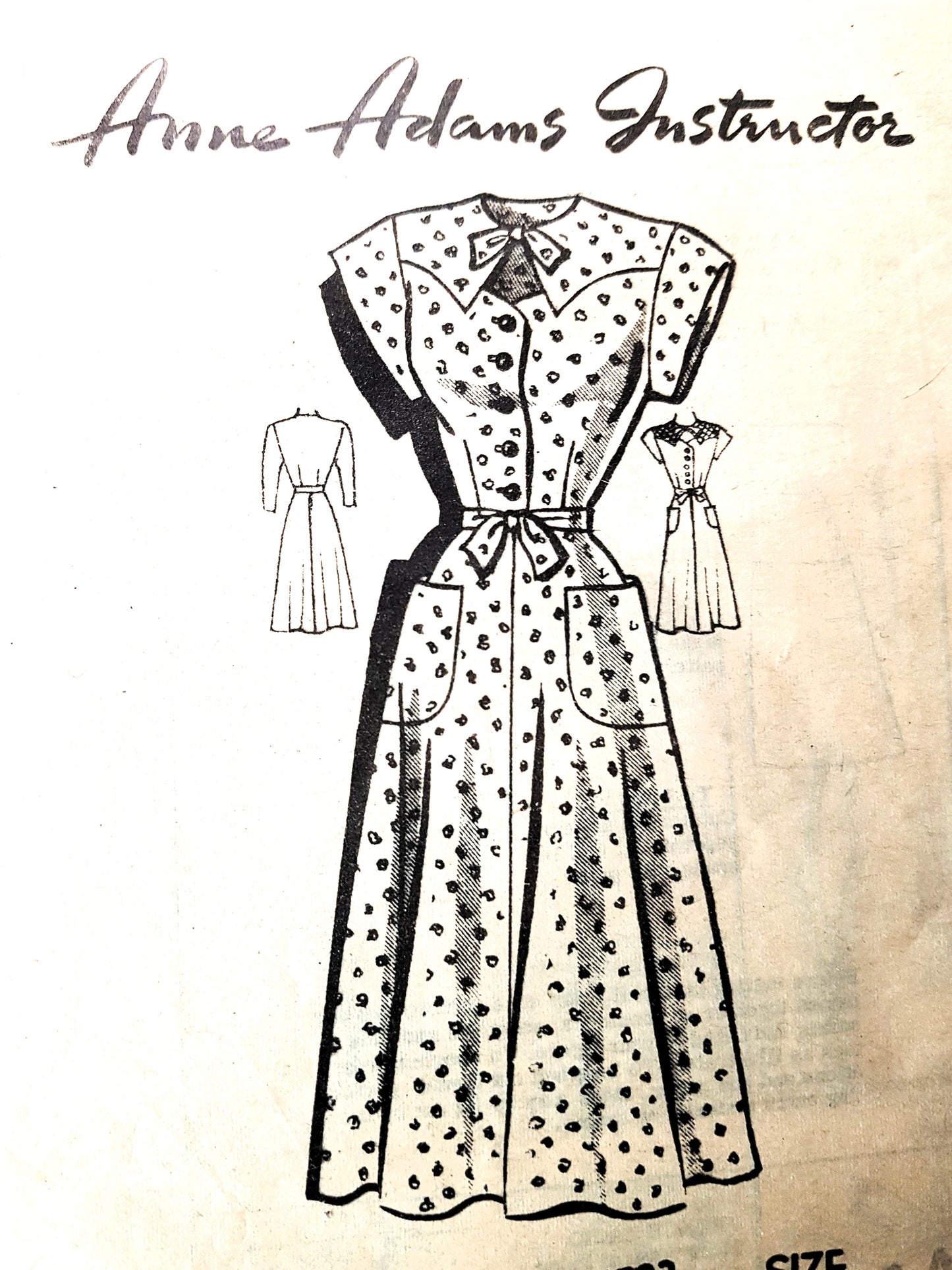 1950s CUTE Keyhole Neckline Dress Pattern ANNE ADAMS 4523 Figure Flattering Design Bust 32 Vintage Sewing Pattern