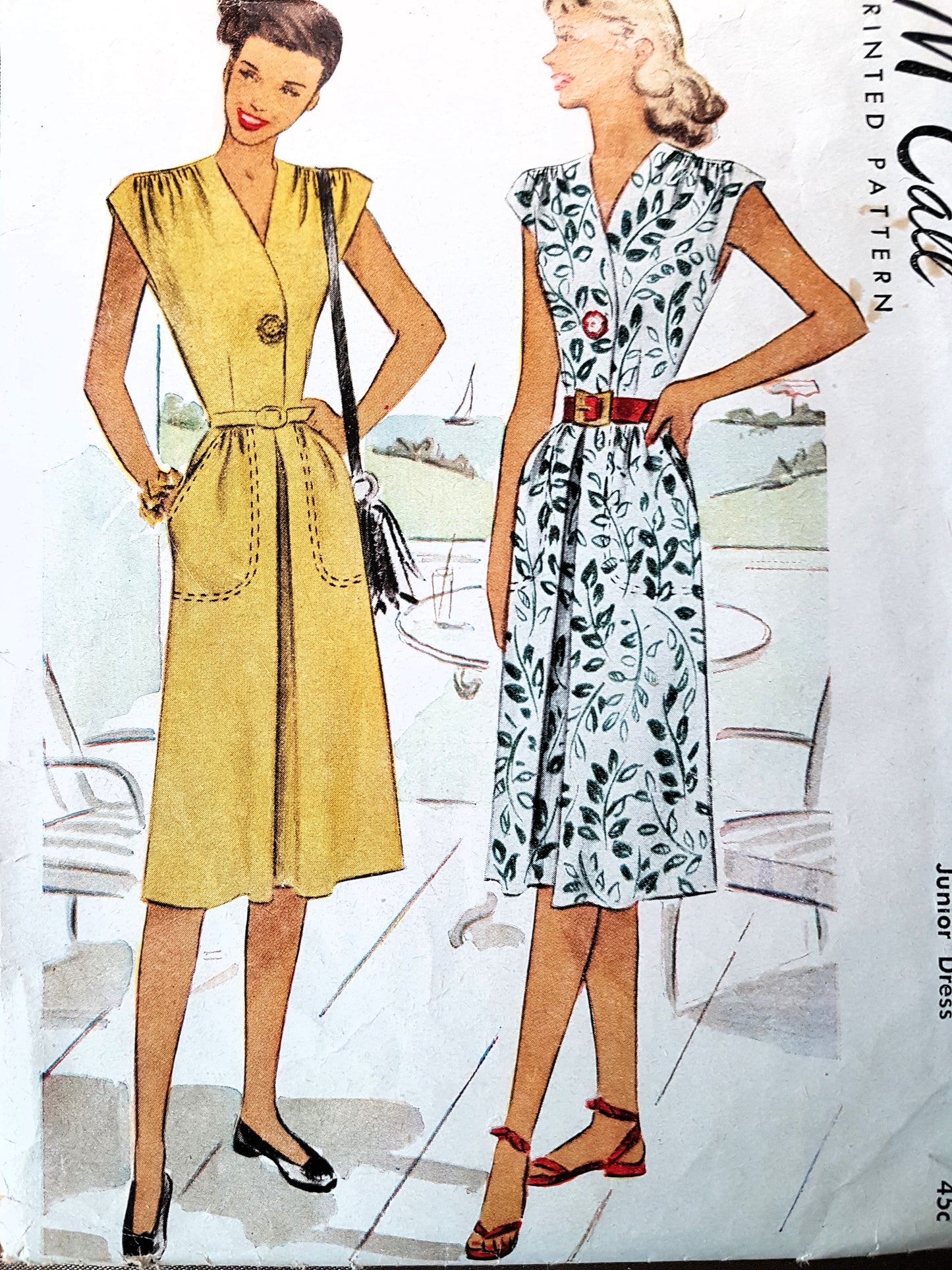 Late 40s WONDERFUL Dress Pattern McCALL 6910 Lovely Design Features Bust 31 Vintage Sewing Pattern