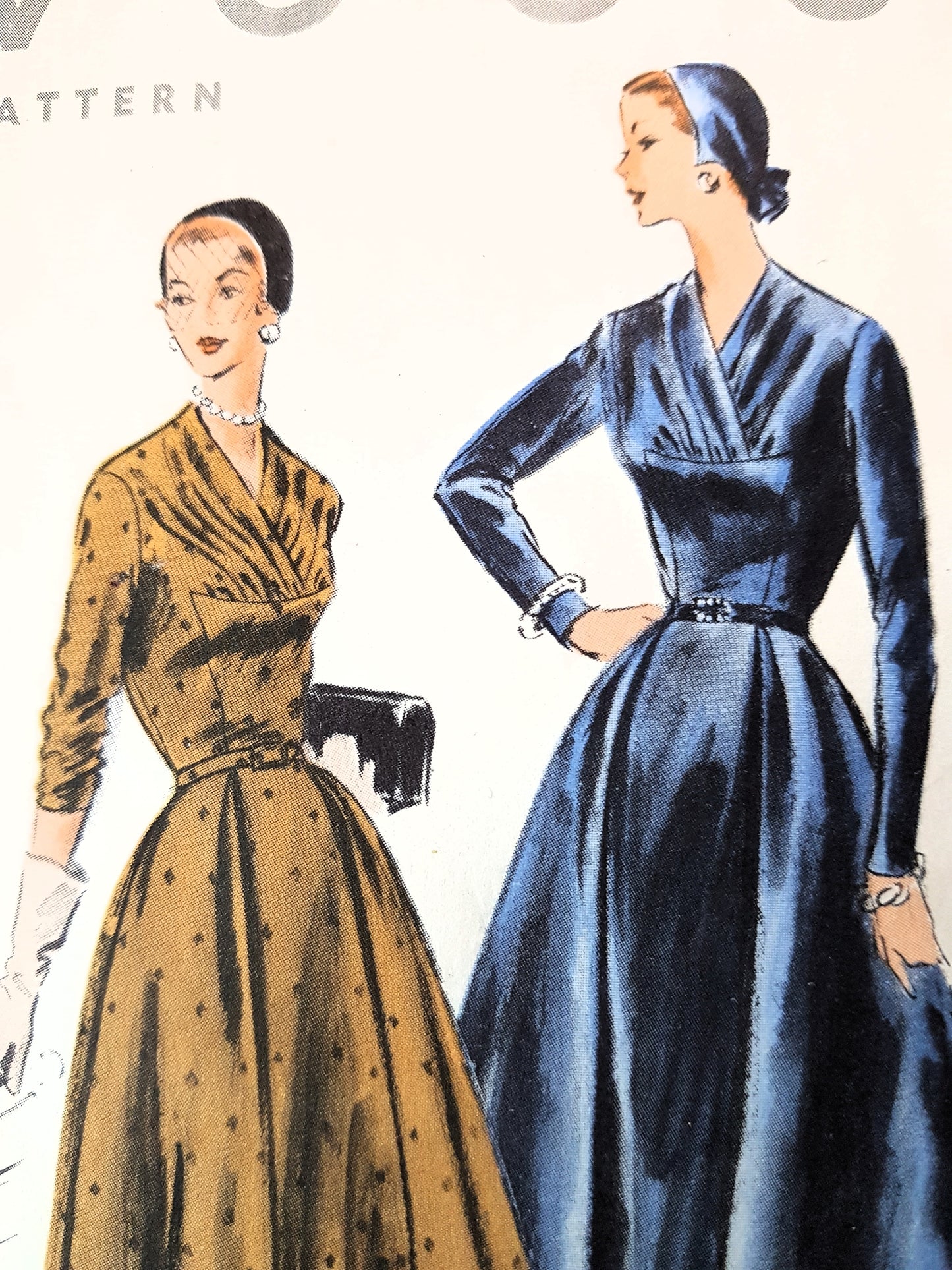 BEAUTIFUL 1950s Day or Cocktail Party Dress Pattern VOGUE 8120 Lovely Pleated Bodice Bust 32 Vintage Sewing Pattern FF