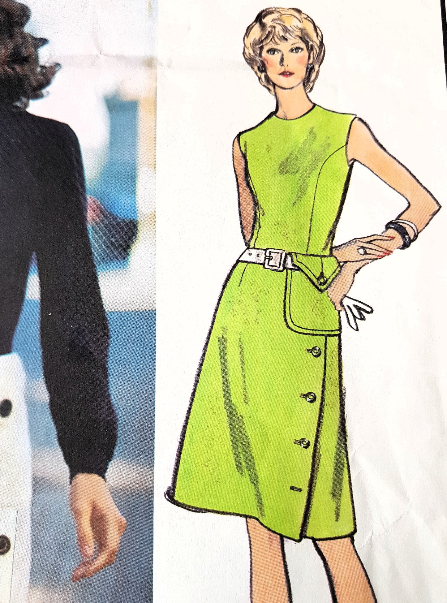 1970s CLASSY Molyneux Slim Dress Pattern Vogue Paris Original 2692 Unique Design Bust 36 Vintage Sewing Pattern