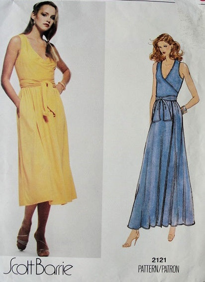 VINTAGE SCOTT BARRIE FRONT WRAP DRESS PATTERN BEAUTIFUL STYLE VOGUE AMERICAN DESIGNER 2121