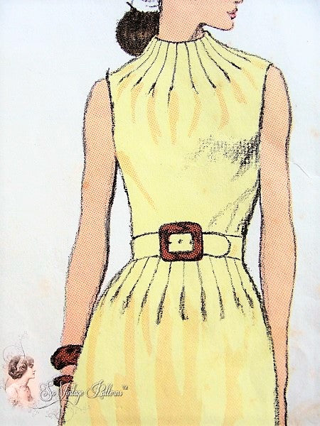 Vogue Americana Vintage Sewing Pattern 2263 Donald Brooks Designer BEAUTIFUL Evening or Party Dress with Tucks at Neckline UNCUT + Label