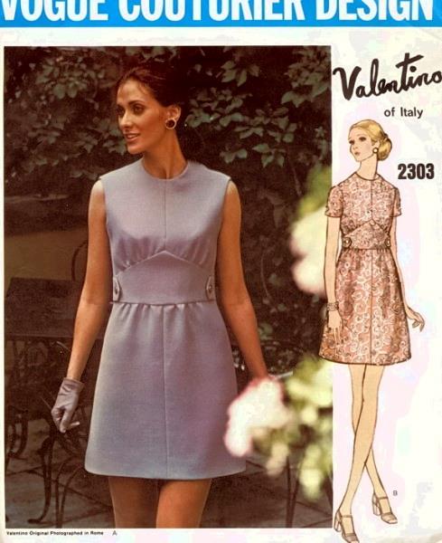 1960s mini dress pattern Mod VALENTINO VOGUE COUTURIER Design 2305 Cut – So Vintage Patterns Estimated Size Size:XS-S-M/1-2-2 White Lace Dress White story:SEVILLE