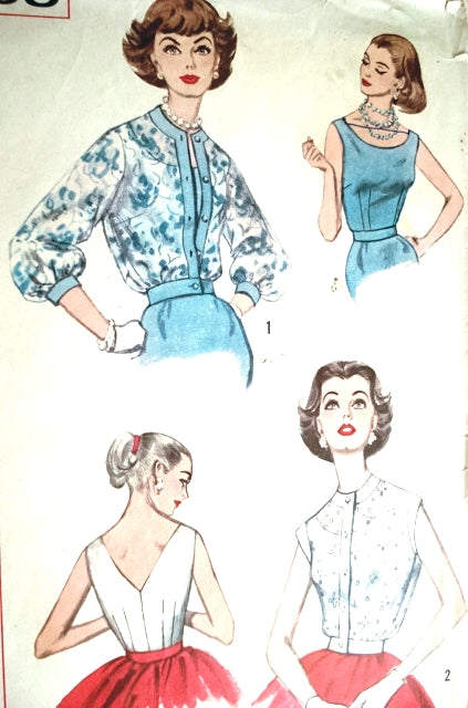 1950s LOVELY Blouse and Overblouse Jacket Pattern SIMPLICITY 2468 Day or Evening Styles Bust 32 Vintage Sewing Pattern FACTORY FOLDED