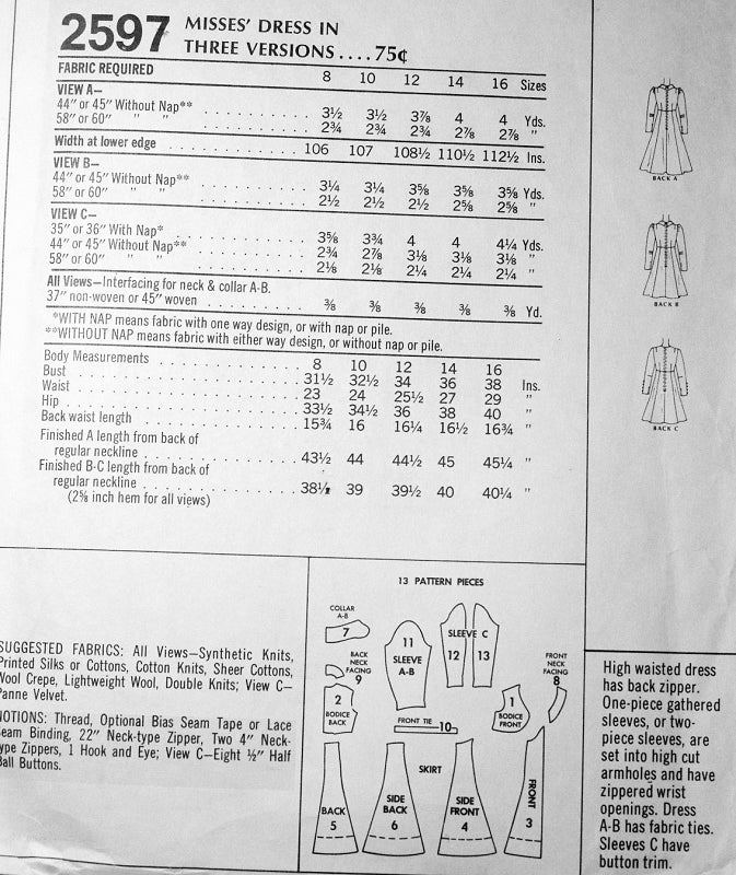 RETRO 70s McCalls 2597 Vintage Sewing Pattern High Waist Flared Dress Regular or Mini Length Retro Style UNCUT FACTORY FOLDED