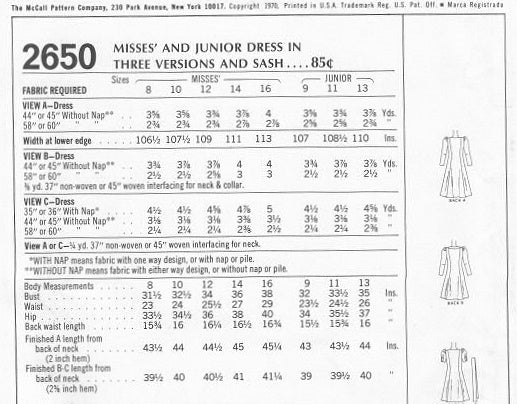 1970 Dress Pattern 3 Style Versions Mini, Regular and Midi Lengths Flattering Princess Seam McCalls 2650 Vintage Sewing Pattern UNCUT