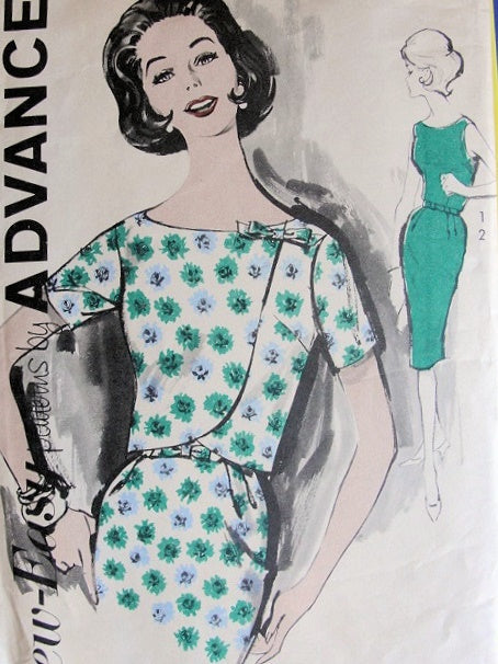1950s SLIM DRESS, SIDE CLOSING JACKET PATTERN ADVANCE 2790