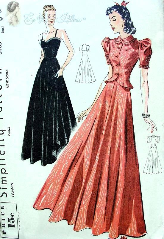 1930s Stunning Evening Gown and Jacket Pattern Sculptured Bodice Sweet – So Vintage Patterns