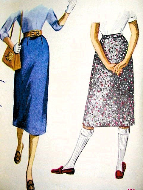 1950s CLASSIC Slim Skirt Pattern McCALLs 3369 Easy To Sew ,Waist 26 Vintage Sewing Pattern