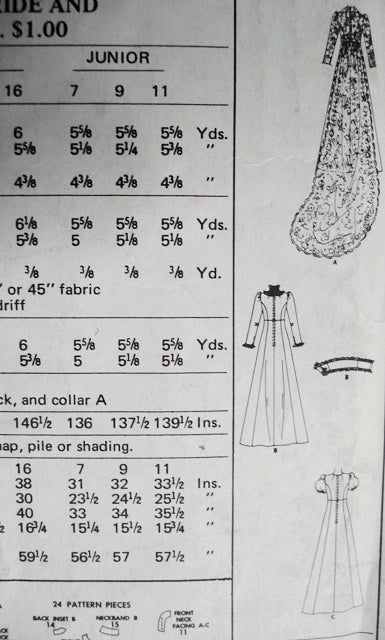 1970s Bridal Dress Wedding Gown Pattern McCalls 3770 Beautiful Romantic Empire with Long Train or Midriff Styles Includes Bridesmaid Dress Vintage Sewing Pattern FACTORY FOLDED