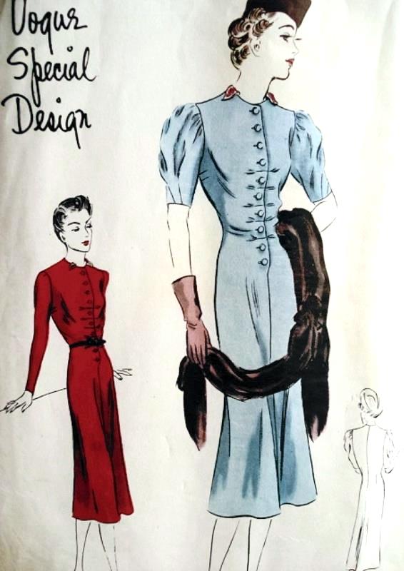 1930s PRINCESS DRESS PATTERN LOVELY STYLE DETAILS VOGUE SPECIAL DESIGN 4041 Bust 34