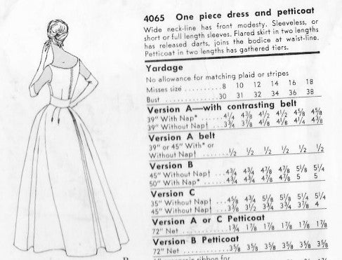 1950s ELEGANT Evening Dress and Petticoat Pattern VOGUE Special Design 4065 Flattering Almost Off Shoulders Neckline, Formal Ball Gown Evening or Cocktail Party Length Bust 36 Vintage Sewing Pattern