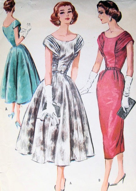 1950s BEAUTIFUL Cocktail Dress Pattern McCALLS 4172 Lovely Bodice Slim or Full Skirt Party Special Occassion Bust 40 Vintage Sewing Pattern